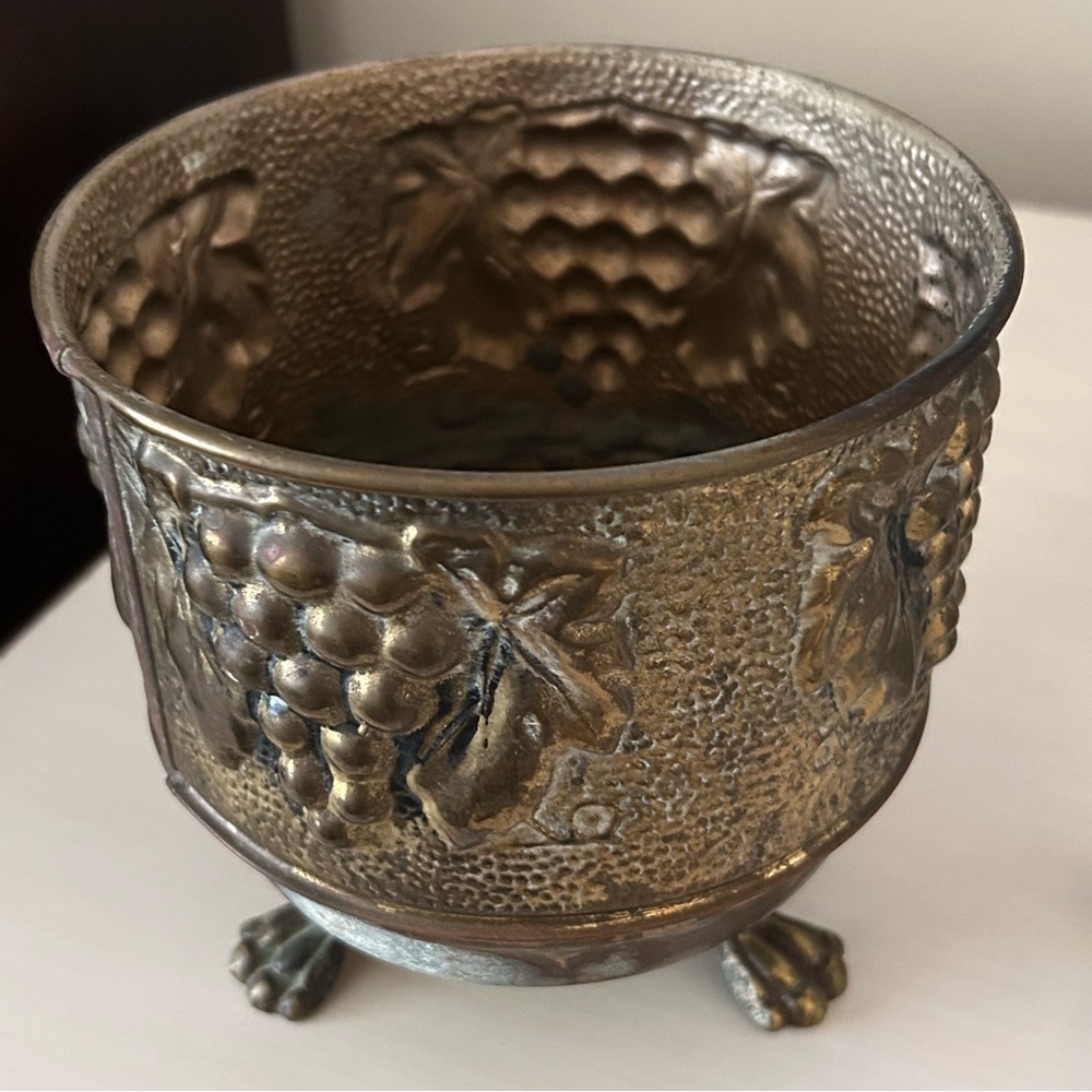 Vintage Brass Footed Planter
